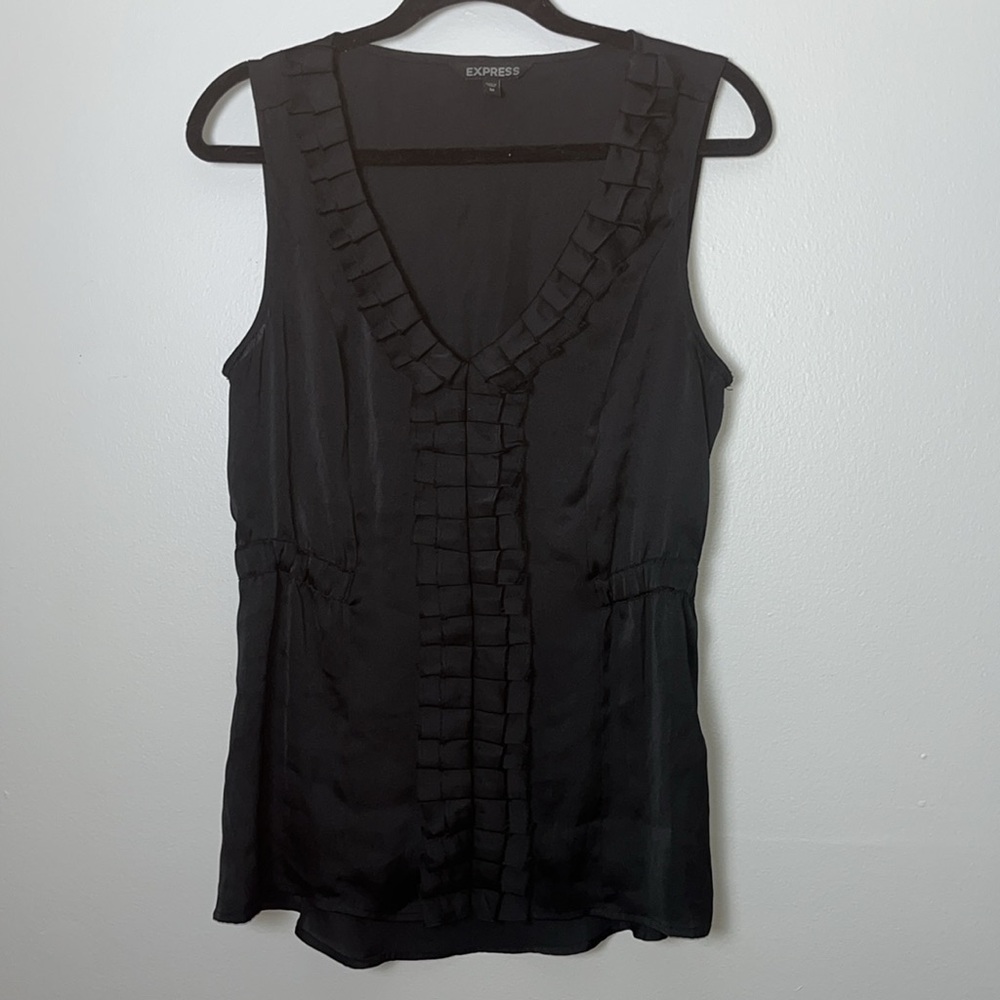 Express Black Ruffled Tank Medium - Picture 4 of 8